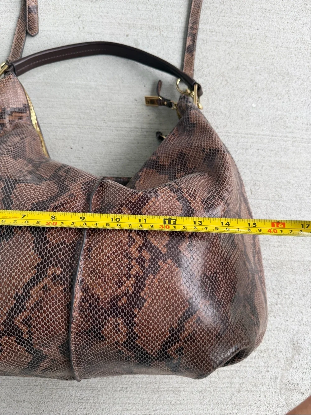 G.I.L.I. Got It Love It Exotic Brown Snakeskin Leather Large Convertible HoboBag